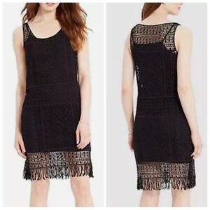 Lauren Ralph Lauren Black crochet macrame dress medium